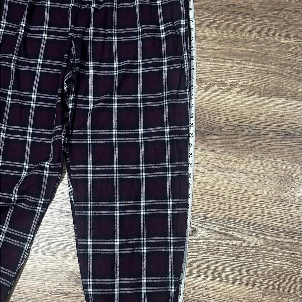 St. John's Bay Mens XL Lounge Pajama Pants Burgundy/White Plaid Elastic Waist - Picture 5 of 13